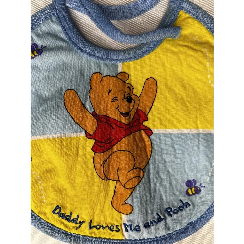 Vintage 1998 Winnie the Pooh‎ Baby Bibs Lot of 2 Mommy Daddy The First Years